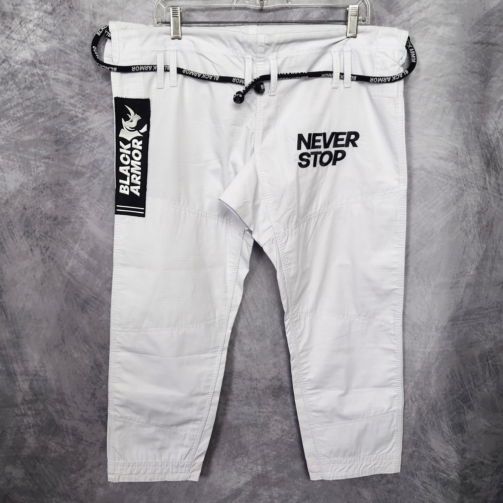 Black Armor BJJ Gi Ripstop Pants A0 White Brazilian Jiu Jitsu Grappling